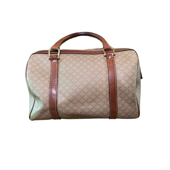 Celine Womens Brown Tan 2007 Boston Bag Triomphe Canvas Vintage Monogram Luxury - Picture 6 of 14